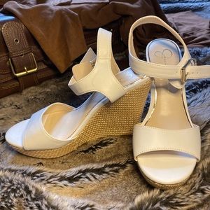 NWOT Jessica Simpson Women's JELANA Platform Wedge Sandals White Size 9.5